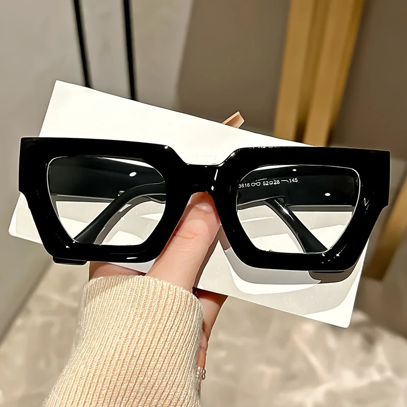New Fashionable Thick Frame Square Glasses Daily Use Of Computer Protective Glasses Leisure Cat Eye Anti Blue Light Flat Mirror view 2