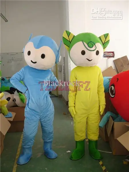 

New Adult Hot Sale Foam Cute 2 pcs Couple Leaves Cartoon Mascot Costume Plush Christmas Fancy Dress Halloween Mascot Costume