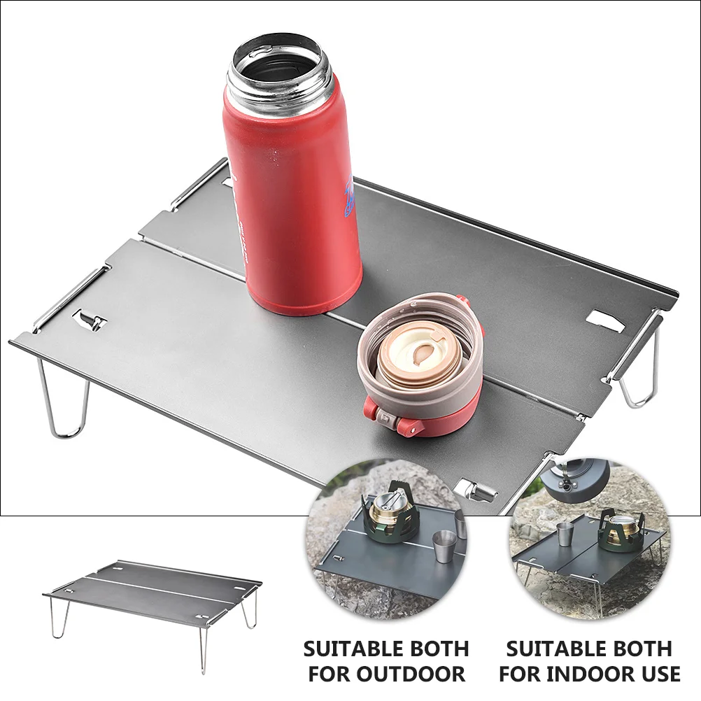 Foldable Picnic Table Small Aluminum Folding Hiking Camping Mini Portable Eat Silver Desk Outdoor BBQ Travel