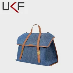 UKF New Style Luxury Designer High-end Denim Backpack Shoulder Crossbody Bag for Women Portable Briefcase 2024 Summer Bolas Hobo