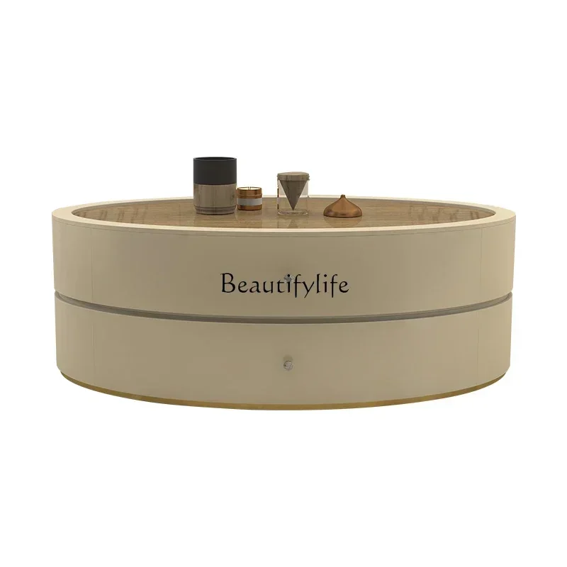 

Coffee table household American light luxury TV cabinet living room round coffee tableLX