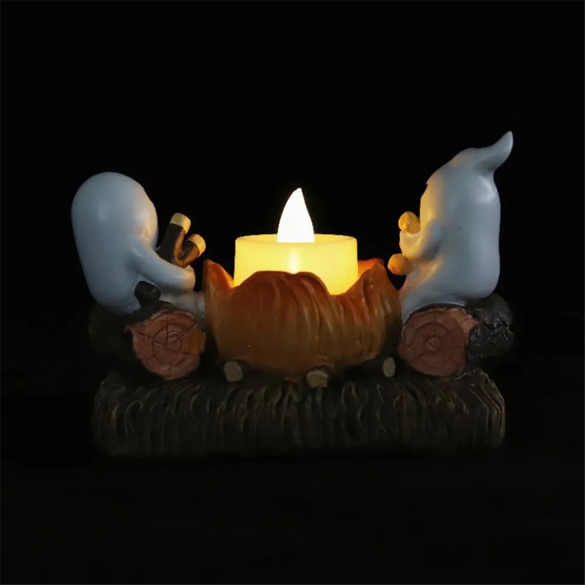 2025+ ゴーストキャンドルホルダー キャンドルなし 装飾スタンド ハロウィン ホームデコレーション ゴーストデザイン 不気味な場所に最適