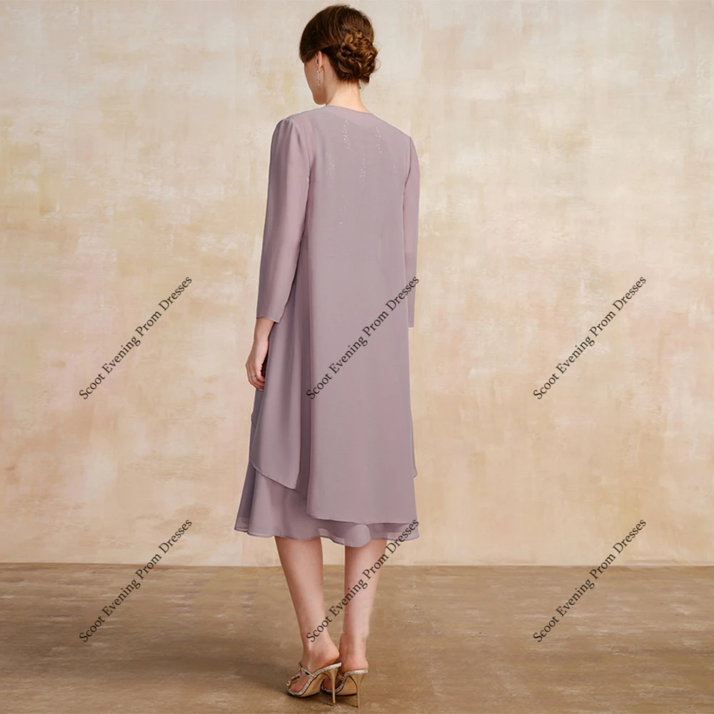 Розовые шифоновые платья для матери невесты с кружевными рукавами, свадебные платья для женщин, новинка лета 2025, Robe De Soirée