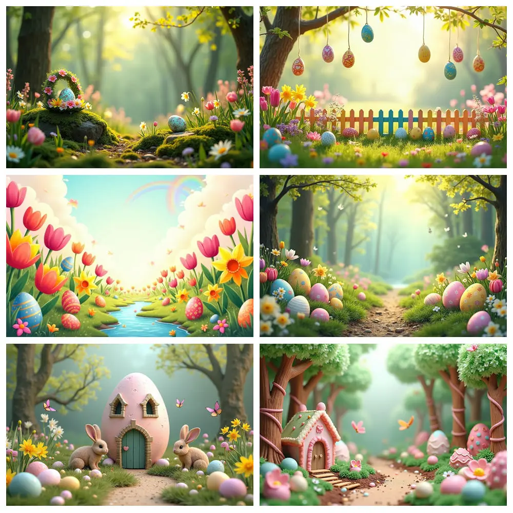 MOON.QG 부활절 장식 배경 사진 계란 집 꽃 토끼 포토콜 배경 아기 사진 스튜디오 포토부스 소품