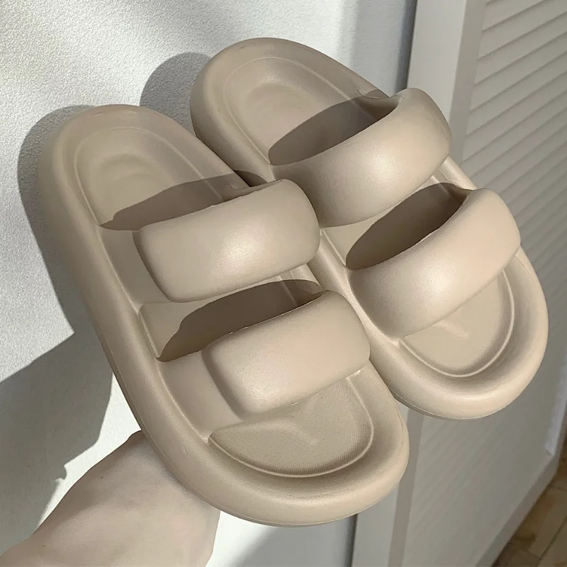 Women Summer Soft Slippers Fashion Thick Platform Anti-Slip Female Cloud Cushion Slides Outdoor Simple Solid Beach Lady Shoes