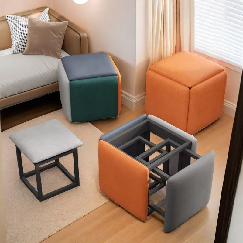 

Multifunctional storage 5-in-1 combination home living room coffee table stool dining stool Nordic