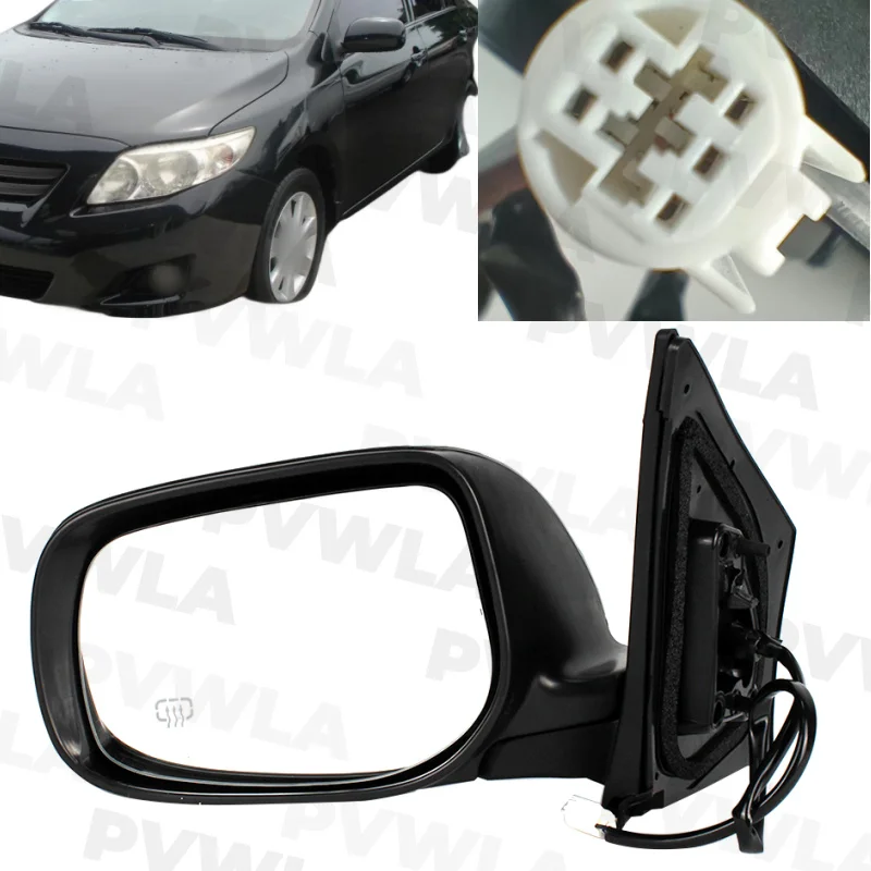 For Toyota Corolla 2009 2010 2011 2012 2013 Left Side  Black Painted 5 Pins Rear Mirror Assembly