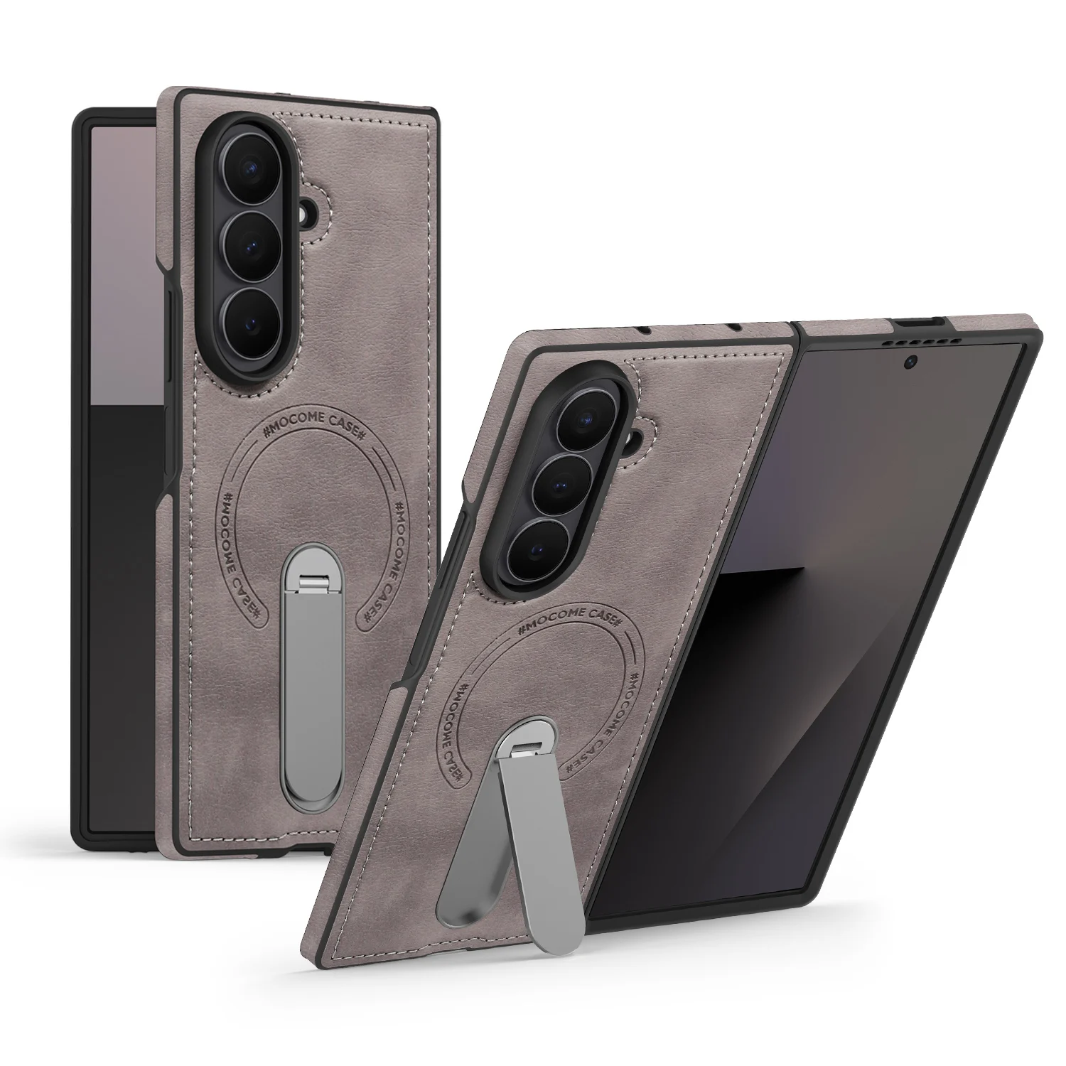 

Чехол для Samsung Galaxy Z Fold 6, роскошная подставка из искусственной кожи, защитная задняя крышка с магнитной беспроводной зарядкой для Z Fold 5, 4 3, корпус
