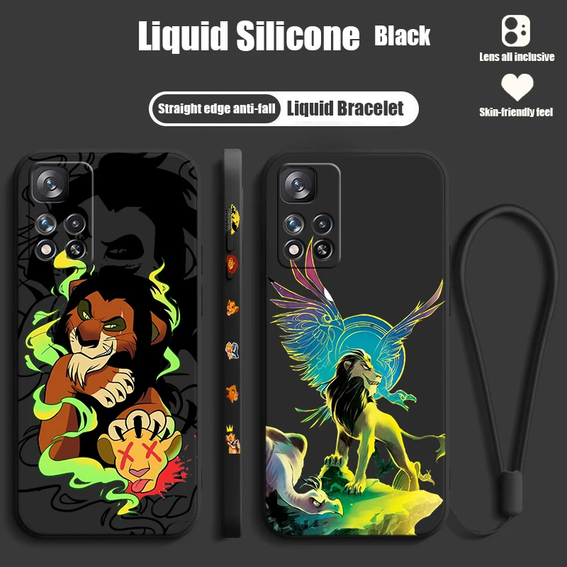 Disney Lion King Scar For Xiaomi Redmi Note 13 12 11T 11S 11E 10S 10T 10 Pro Plus Lite Liquid Left Rope Phone Case