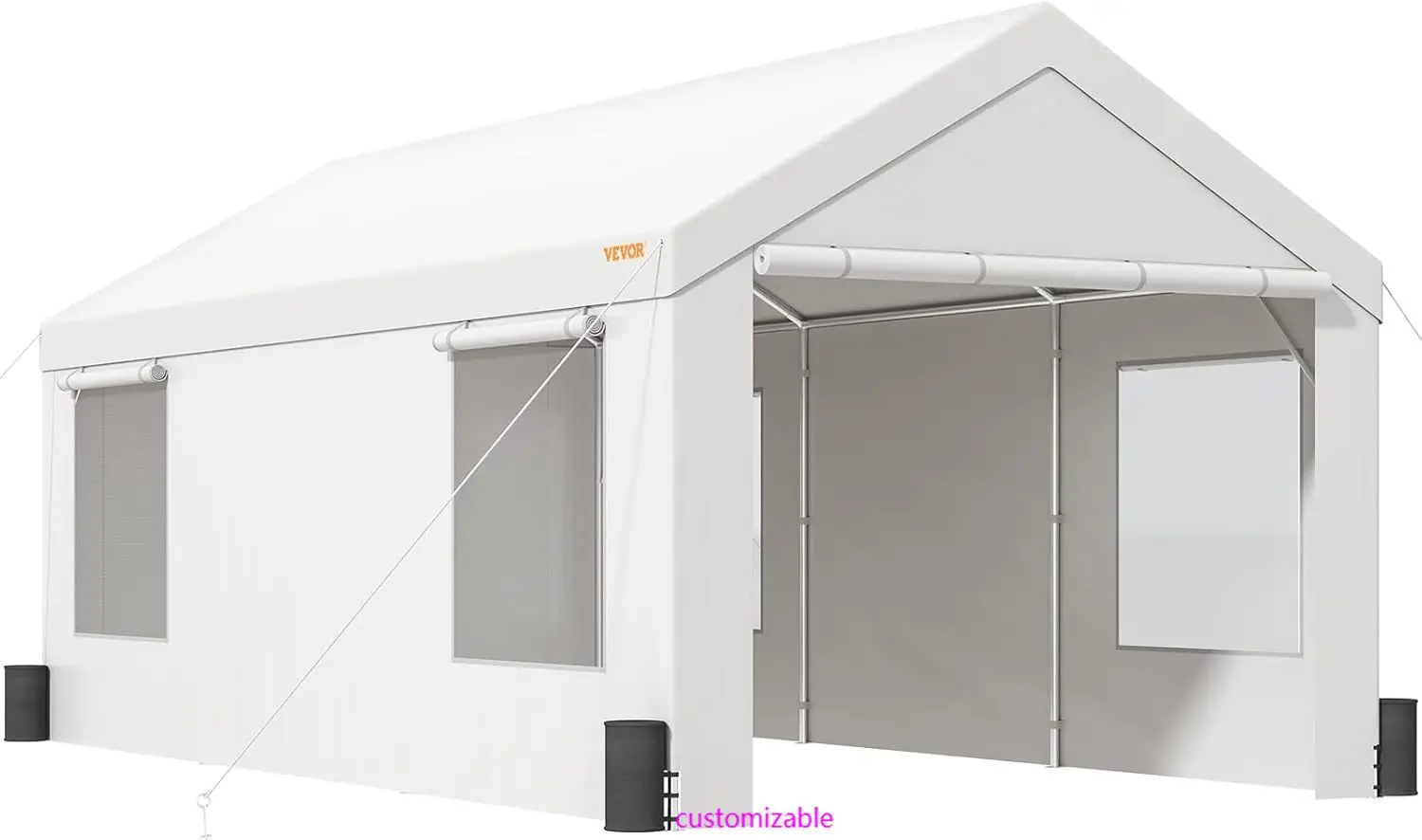 

Heavy Duty Carport, 10x20ft Car Canopy, Portable Garage with Roll-up Ventilated Windows & Removable Sidewalls