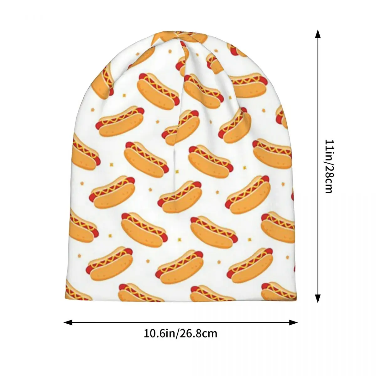 Hot Dog Food Delicious Pattern Warm Knitted Cap Hip Hop Bonnet Hat Autumn Winter Outdoor Beanies Hats for Unisex Adult
