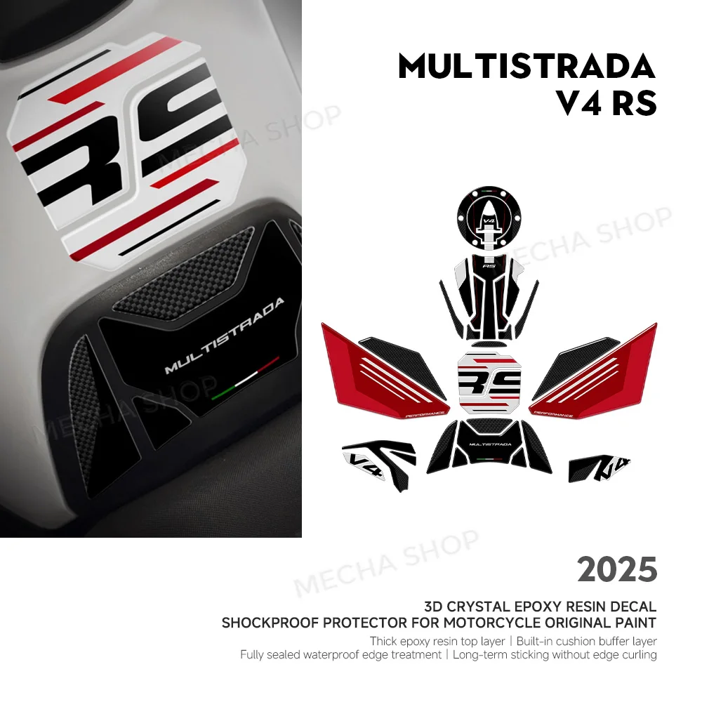 For Multistrada V4 RS 2025 Tank Pad 3D Decal Kit Motorcycle Accessories