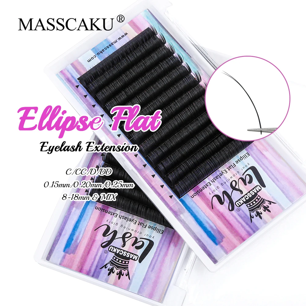 

Wholesale Cashmere Individual Lash Extension Matte Black Faux Mink Lashes Custom Private Label Ellipse Flat Volume Eyelashes