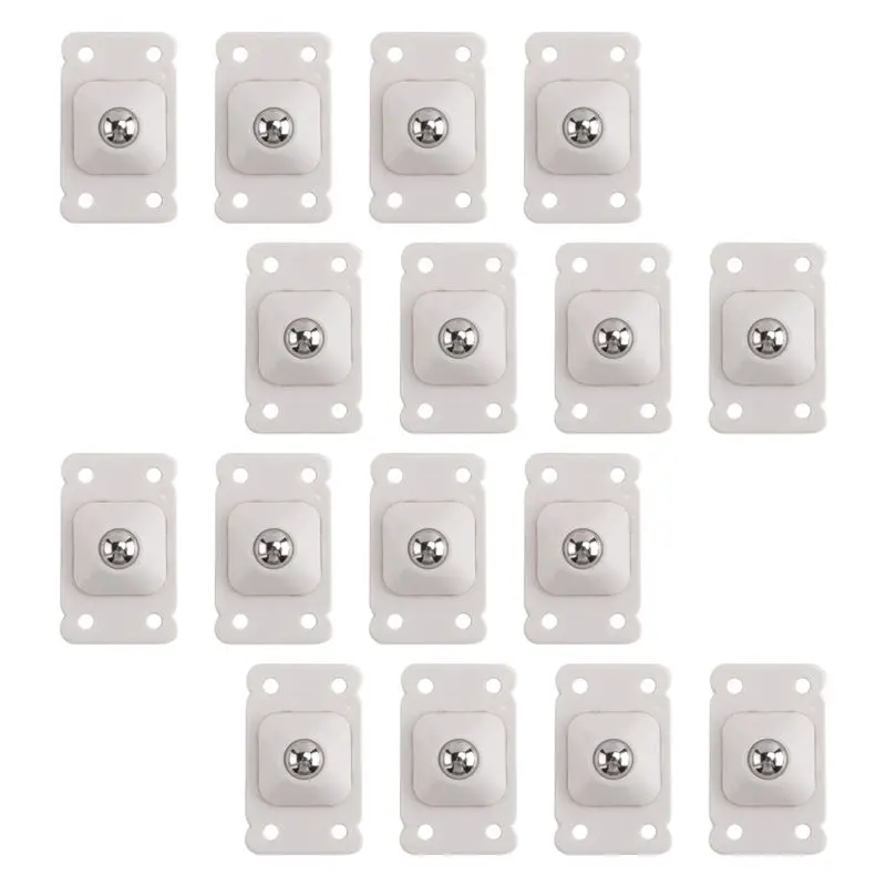 AA81-16 Pcs Self Adhesive Wheels For Storage Boxes 360 Degree Rotation Stainless Steel Pulley Ball Casters 4.5 X 2.8Cm