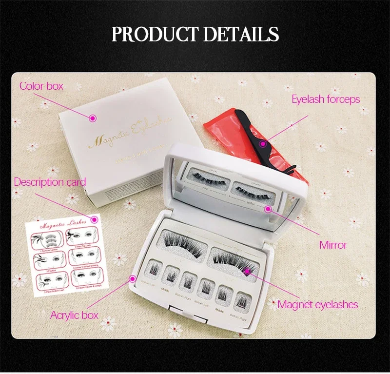 ELECOOL 마그네틱 속눈썹 분할 속눈썹, 3D 밍크 속눈썹, 메이크업 마그네틱 속눈썹 트위저 세트, 자연스러운 인조 속눈썹 도구