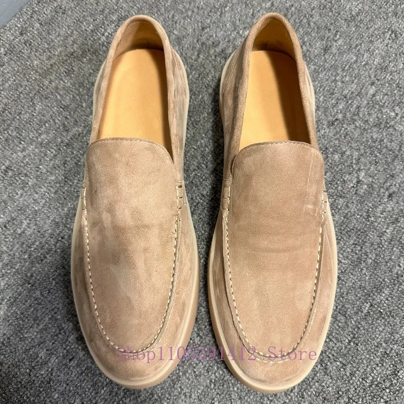 British Old Money Style Men Loafers Premium Cow Suede Flats Soft Comfortable Skate Shoes Slip-on Minimalist Casual Shoes