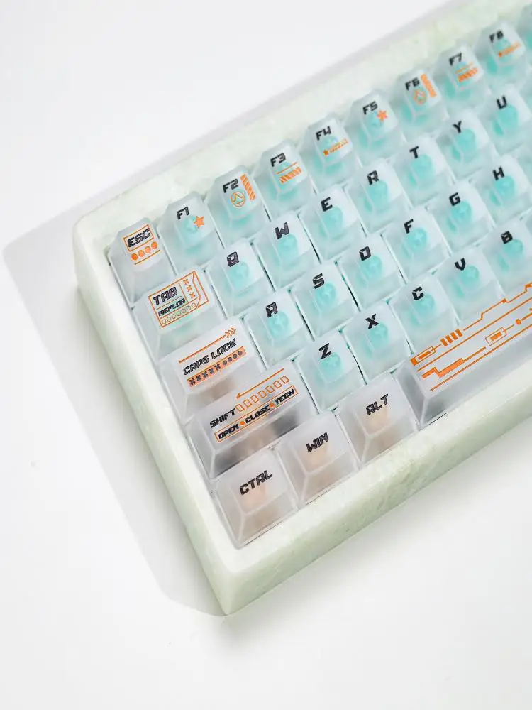 KBDiy Cyberpunk Style Keycap ISO Białe Matowe Półprzezroczyste Profil Cherry UV Print PC Keycaps do 60-klawiszowej klawiatury mechanicznej do gier — zdjęcie produktu 7