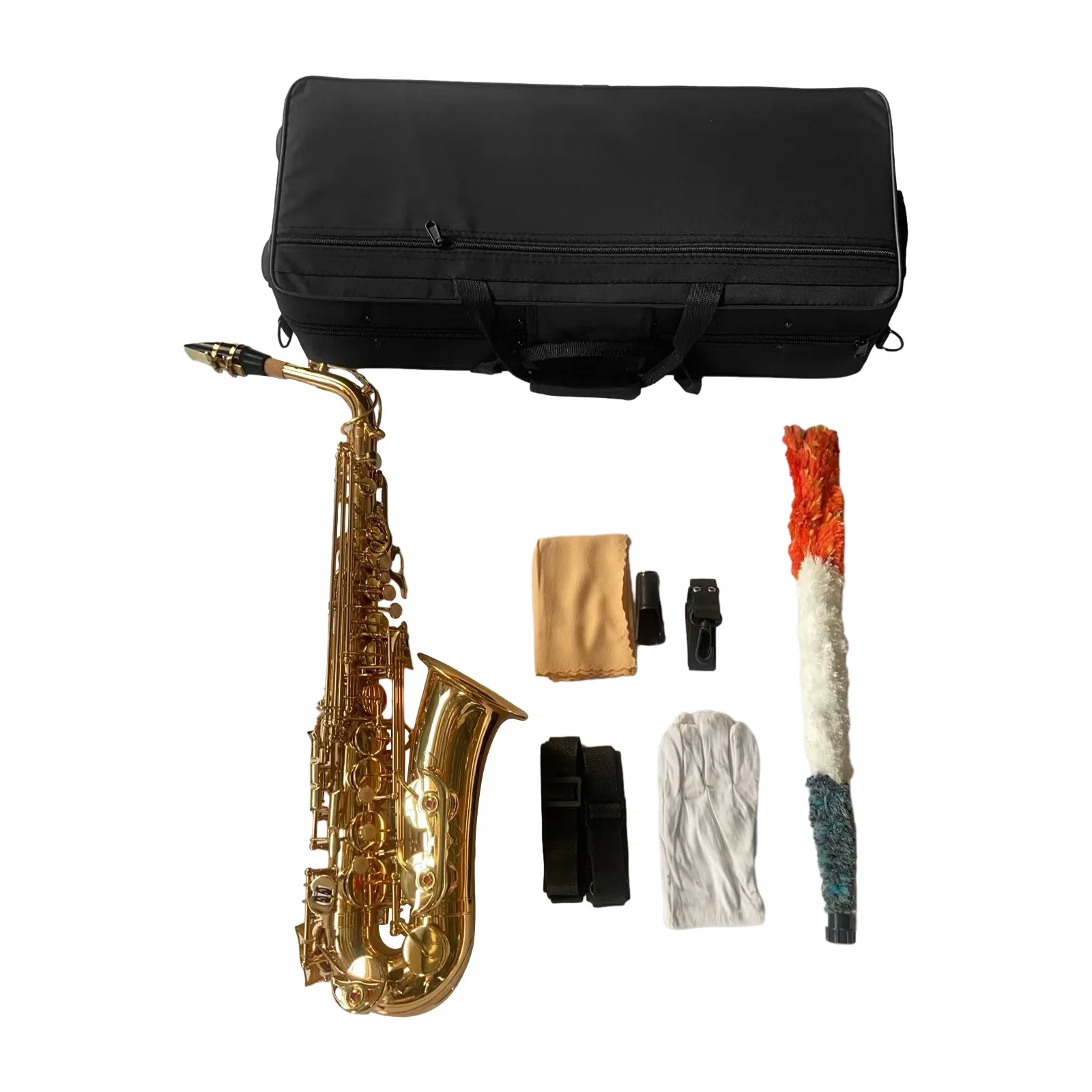 

Golden Eb Alto Saxophone Sax Brass Body White Shell Keys Woodwind Instrument with Carry Case Gloves Cleaning Cloth