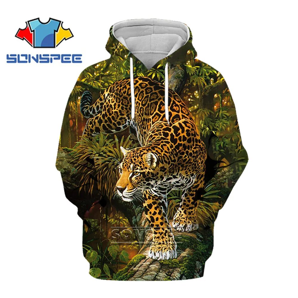 

Cool Tiger Leopard Men Hoodie 3D Print Animal Lion Domineering Hooded Pullover Unisex Fashion Hip Hop Streetwear Sweatshirt Coat