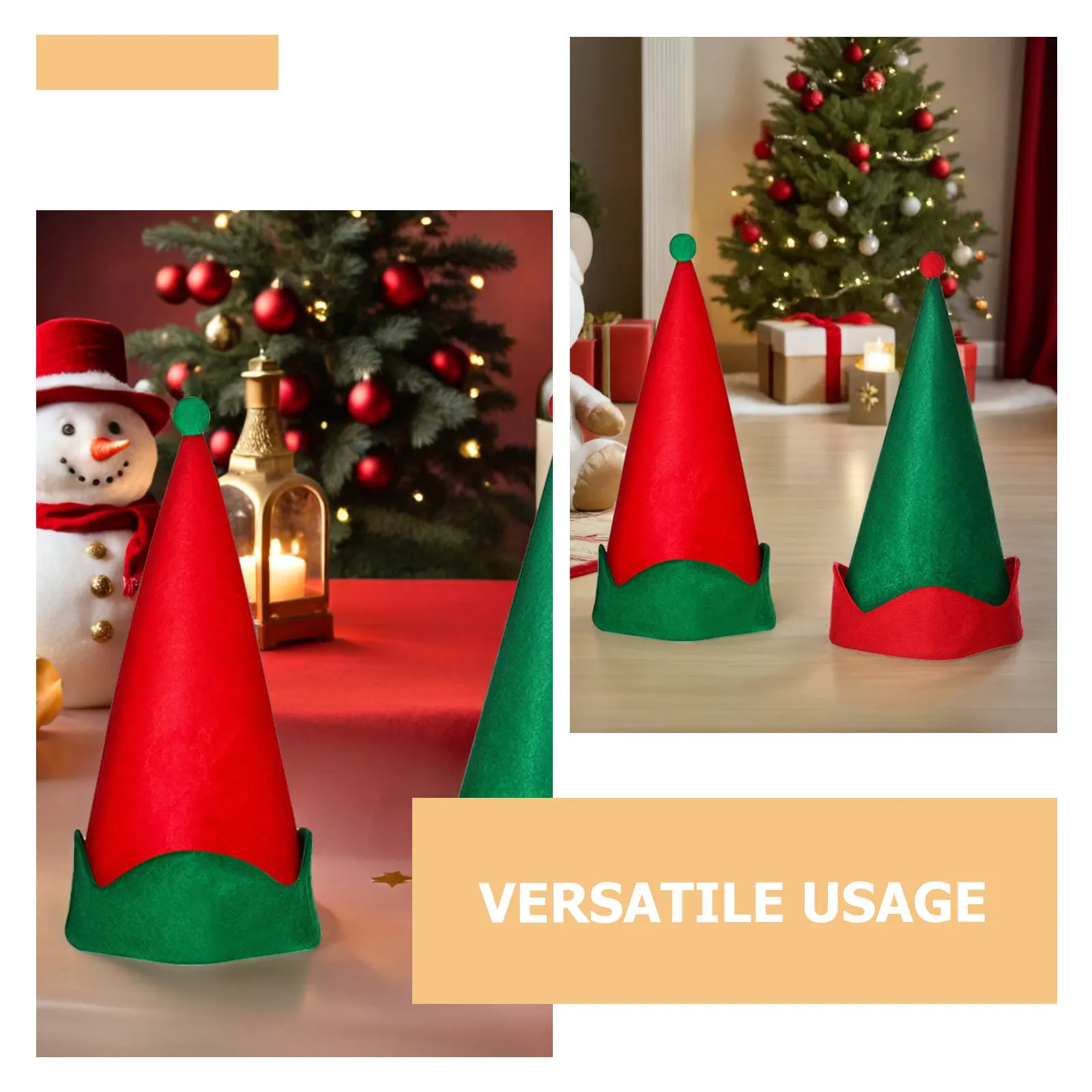 4 個のフェルトエルフ帽子男性女性用ホリデーコスチュームパーティーハットクリスマスドレスアップノームコーンキャップお祝いアクセサリー