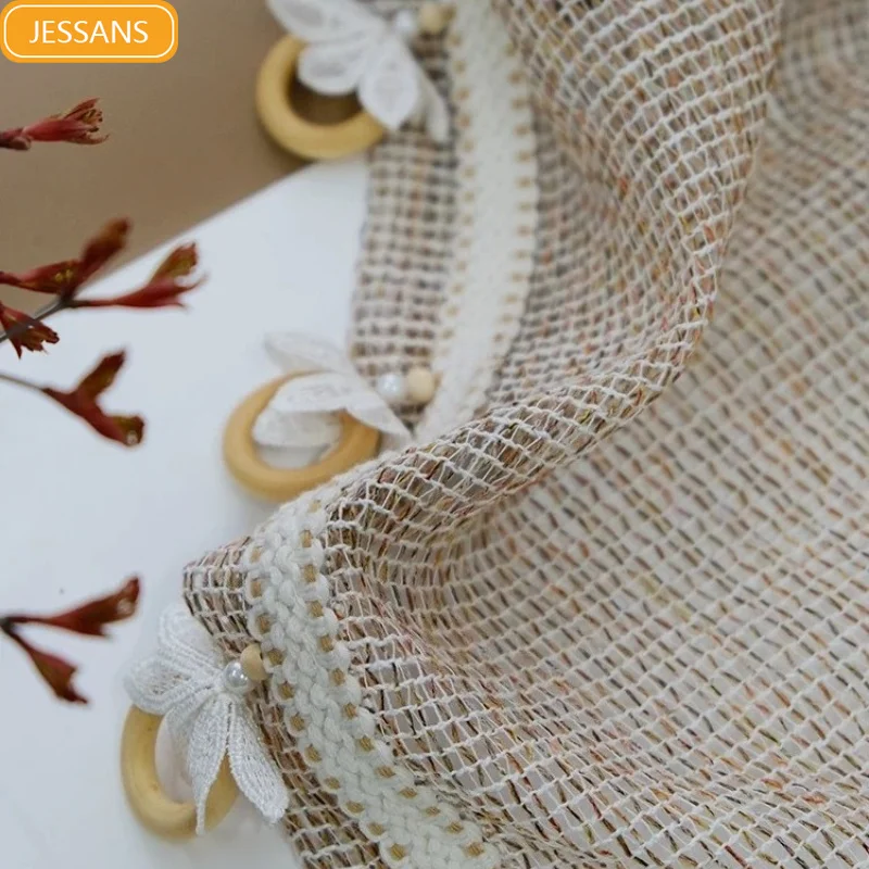 

Color Hollowed Out Linen Gauze Curtain Lace Curtains for Living Room Bedroom Balcony French Window Customized Products Tulle