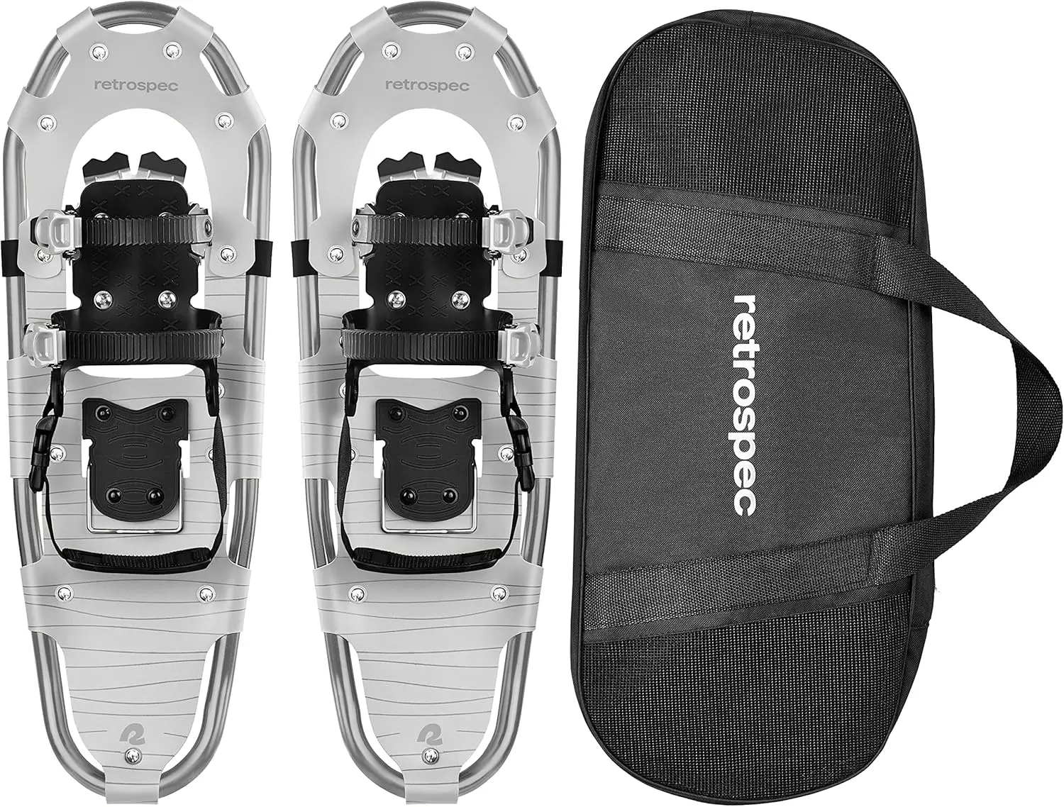 

Lightweight Aluminum Snowshoes for Women & Men with Double Ratchet Binding, Heel Lifts & Carry Bag for All Terrain Hiking
