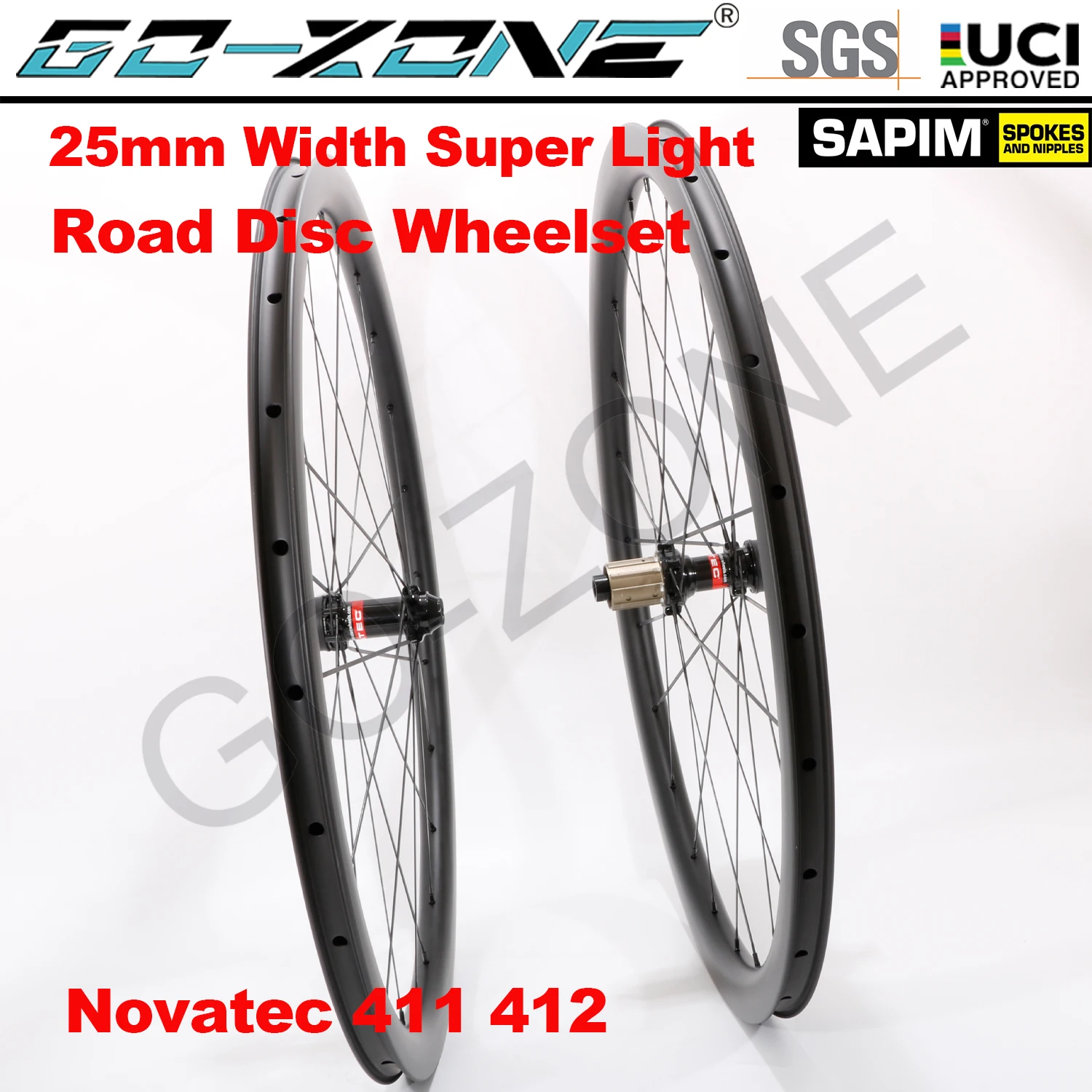 

Super Light Clincher Tubeless Carbon Wheelset Disc Brake 700c UCI Quality Novatec 411 412 Sapim Straight Pull Carbon Road Wheels