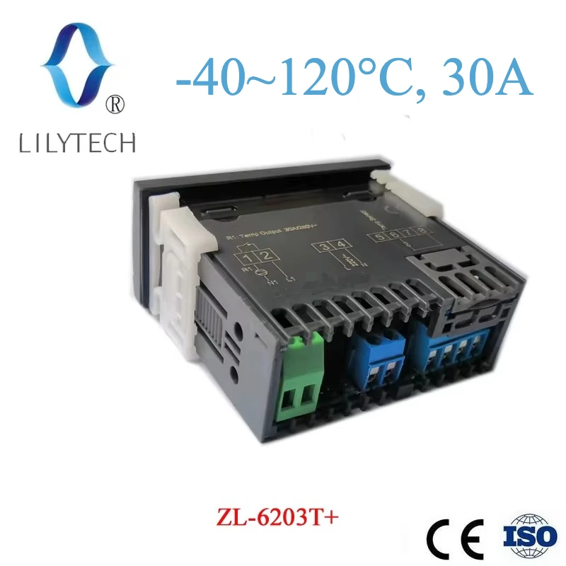 Lilytech New 30A Output Relay ZL-6203T+, Timer Temperature Controller Thermostat, Two Optional Sensor Selection, -40~120°C