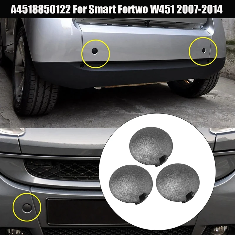 

3PCS Front Rear Bumper Tow Hook Eye Cover Parts A4518850122 For Mercedes-Benz Smart Fortwo W451 2007-2014 Trailer Caps Plug