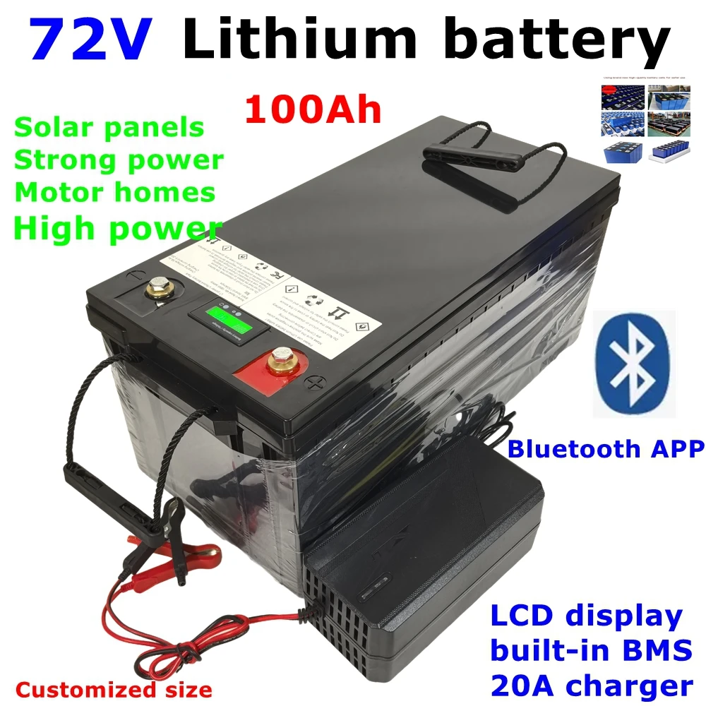 LL-Batterie lithium-ion 72V, 100Ah, BMS 5000/8000W, avec chargeur 10A, pour skateboard, vélo, scooter, AGV