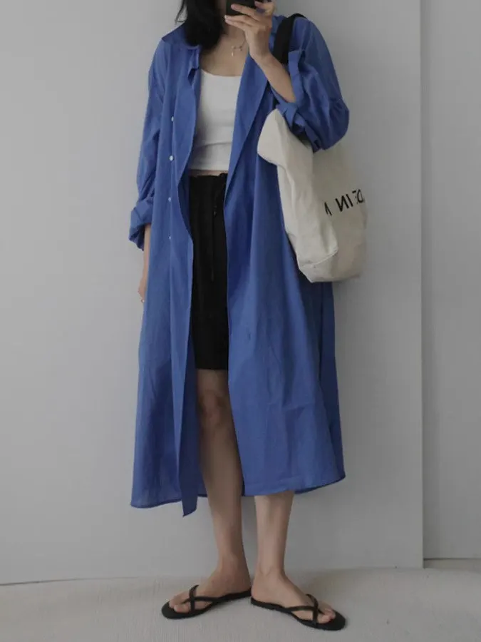 Señoras Azul irt Dr Gentle Lazy Sle Long Dr Mujer Adelgazante Cintura Alta Versión Coreana Temporada Primavera Verano