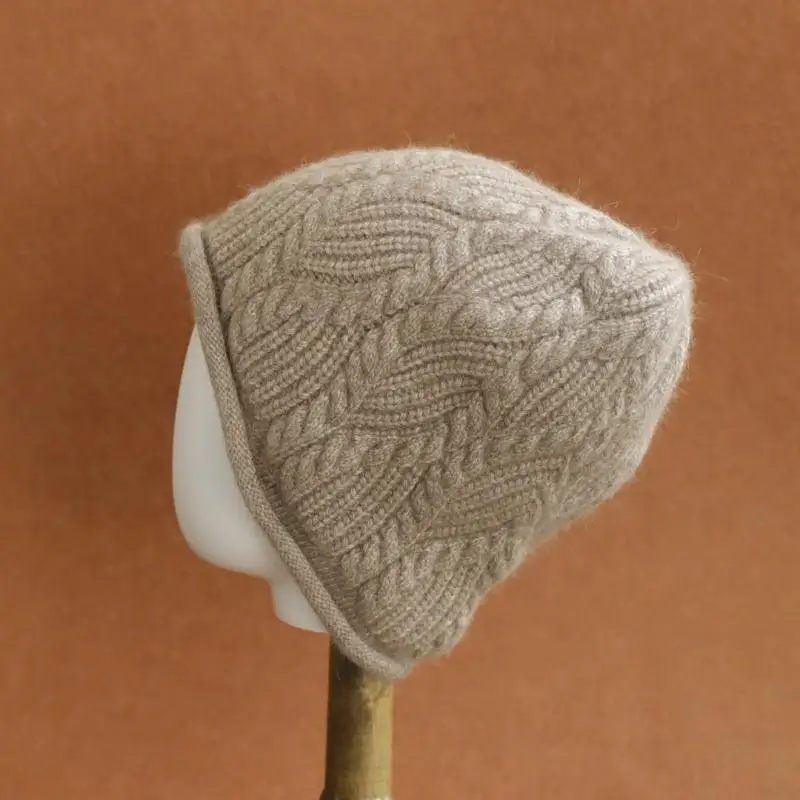 2026 Neue Y2K Herbst-Winter Warme Wollmütze für Damen, Modische Vintage-Kaninchenfellmütze, Vielseitige Faltbare Strickmütze – Detail 14