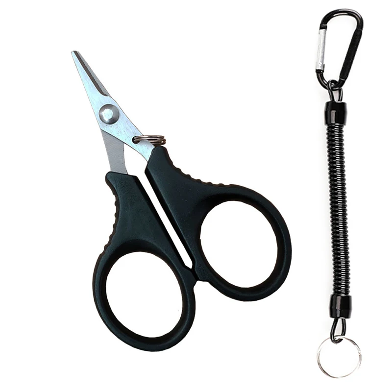 Stainless Steel Fishing Scissors Serrated Portable Cut For PE Braid Line Cutter Plies Carp Fishing Tool Accessories with Lanyard