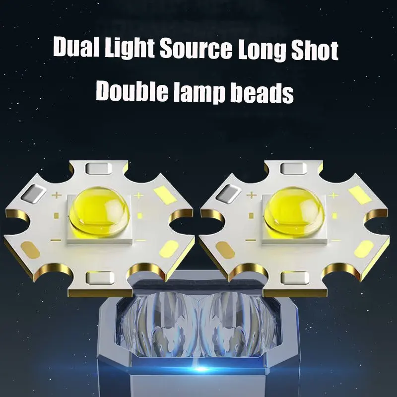 Super Bright 2*LED Flashlight with 5*COB Side Light USB Rechargeable Portable Mini Torch for Camping Emergency Hiking