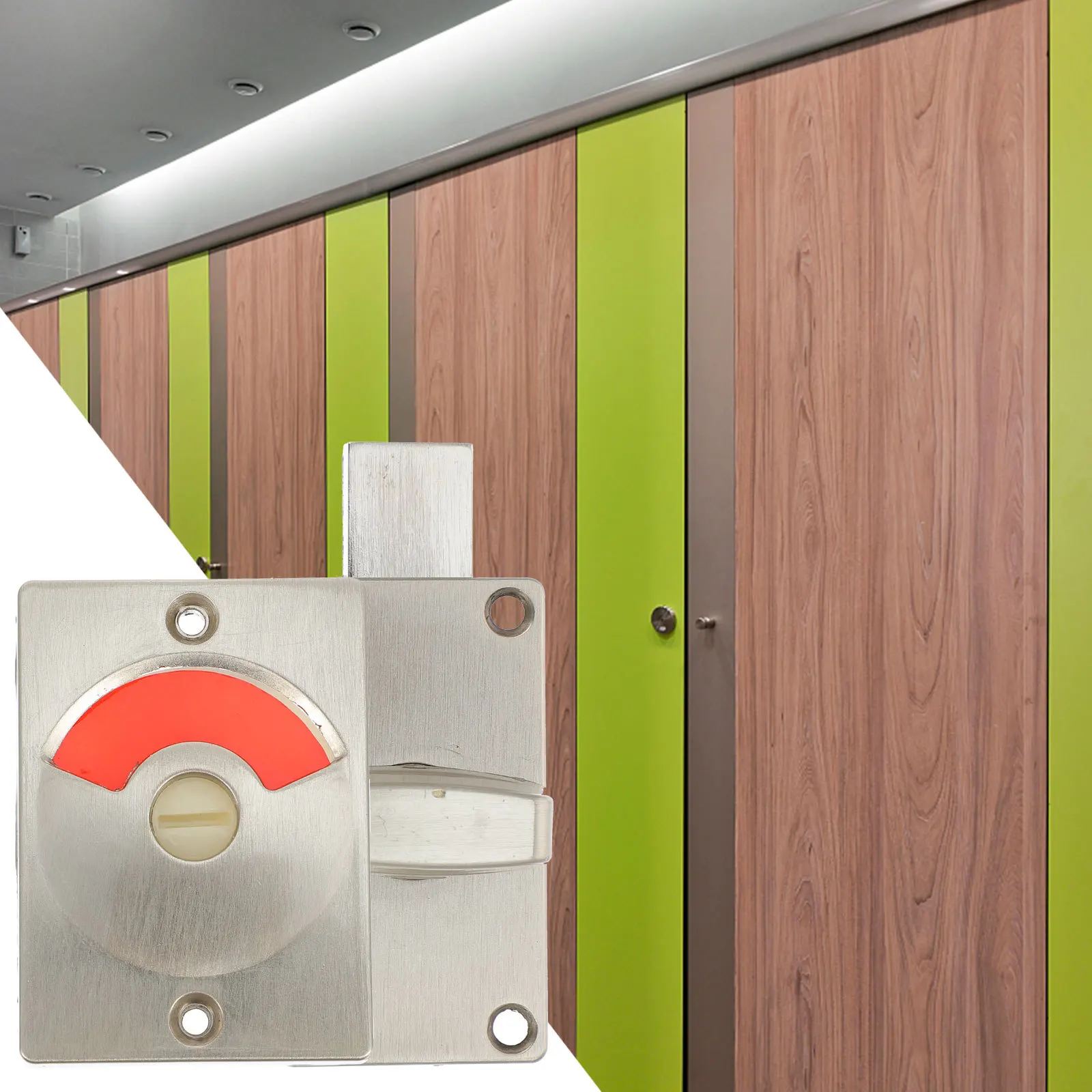 قفل مؤشر المرحاض العام من الفولاذ المقاوم للصدأ، مقبض قابل للدوران، مزلاج الخصوصية لمطعم المكتب والمدرسة #6