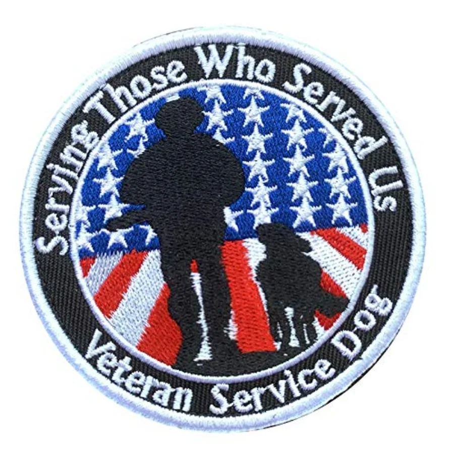 كلب خدمة الجيش يخدمون أولئك الذين خدمنا خدمة المخضرم الكلب التصحيح هوك حلقة شارة شعار التصحيح للكلاب المتوسطة والكبيرة Ve