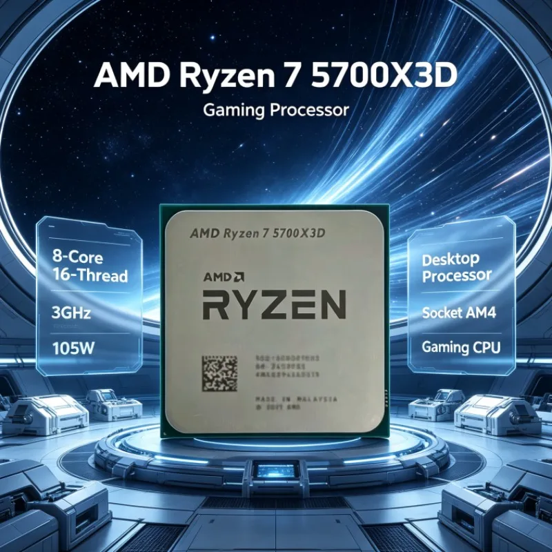 AMD Ryzen 7 5700X3D Desktop Computer CPU 8-Core 16-Thread 3.0GHz Up to 4.1GHz 105W Socket AM4 DDR4