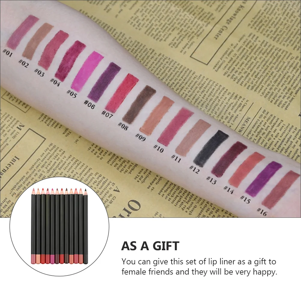 12Pcs Waterproof Makeup Lip Liner Pencils Long Lip Shaping Pencil Portable Easy Liner
