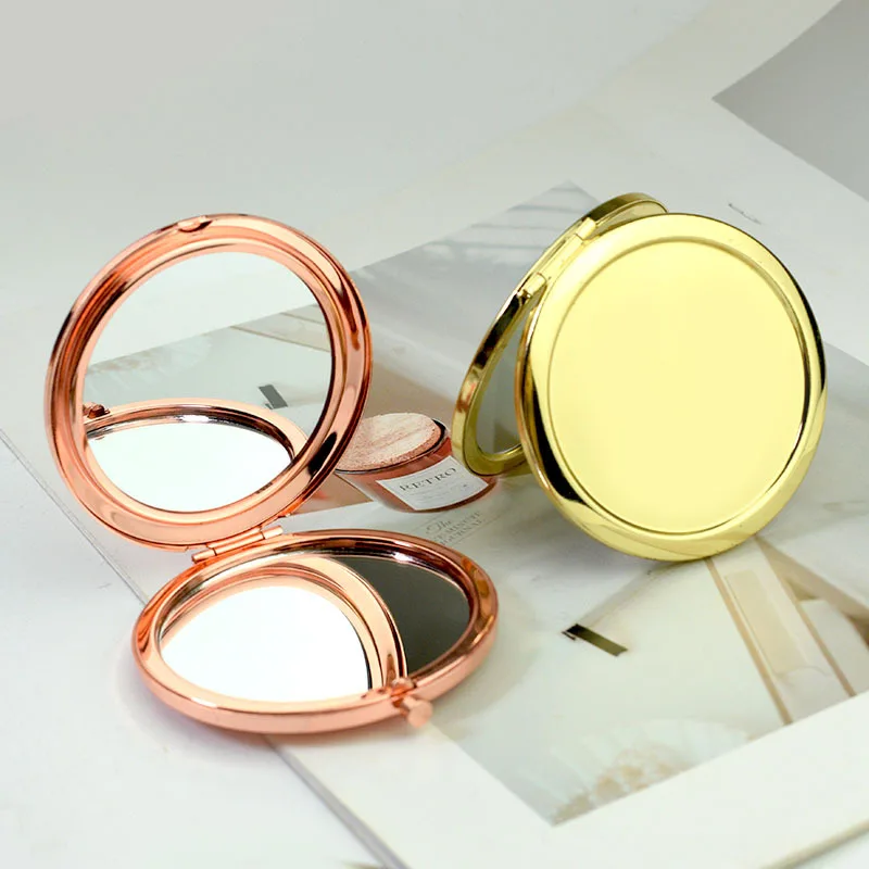 

Handmade Vintage Folding Compact Mirror, Antique Style Metal Dual-Sided Pocket Mirror