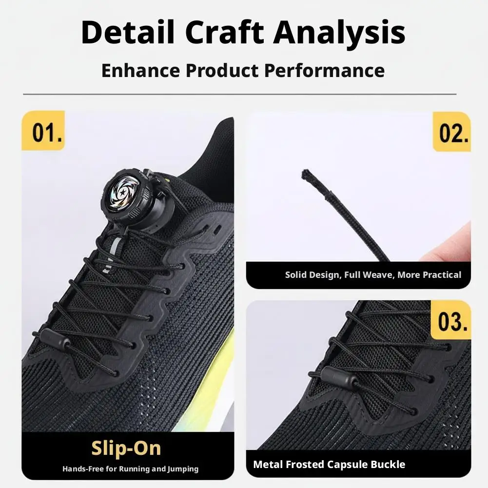 Picture 7: Rotating Press Shoelace Buckle No Tie Shoe Laces Lock System Colorful Magic Gradient Quick Lacing Device For Sneakers Running
