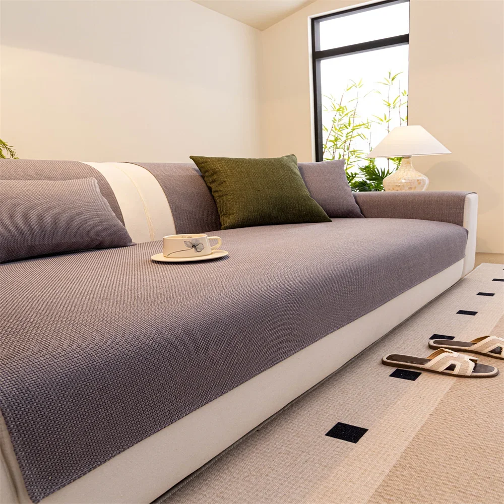 Retro Chenille Sofa Cushion Cover Universal Non-Slip Fixed Straight Row All-Seasons Slipcover for Home Comfort