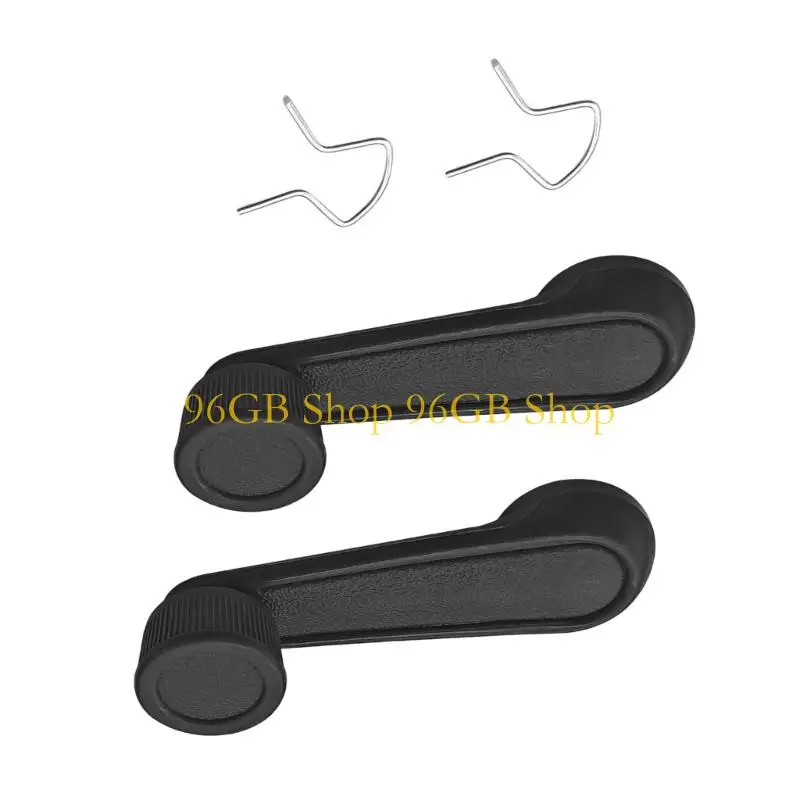 96GB Door Window Crank Handle Pair, Manual Replacement Set with Nylon Lever Body and Ribbed Knob for Repair Service Use