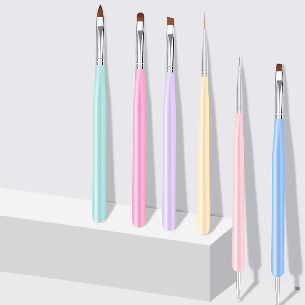 6Pcs Nail Art Pen Professional Manicure Supplies with Multiple Tip Types Reusable Nail Painting DIY Accessory for Beginners