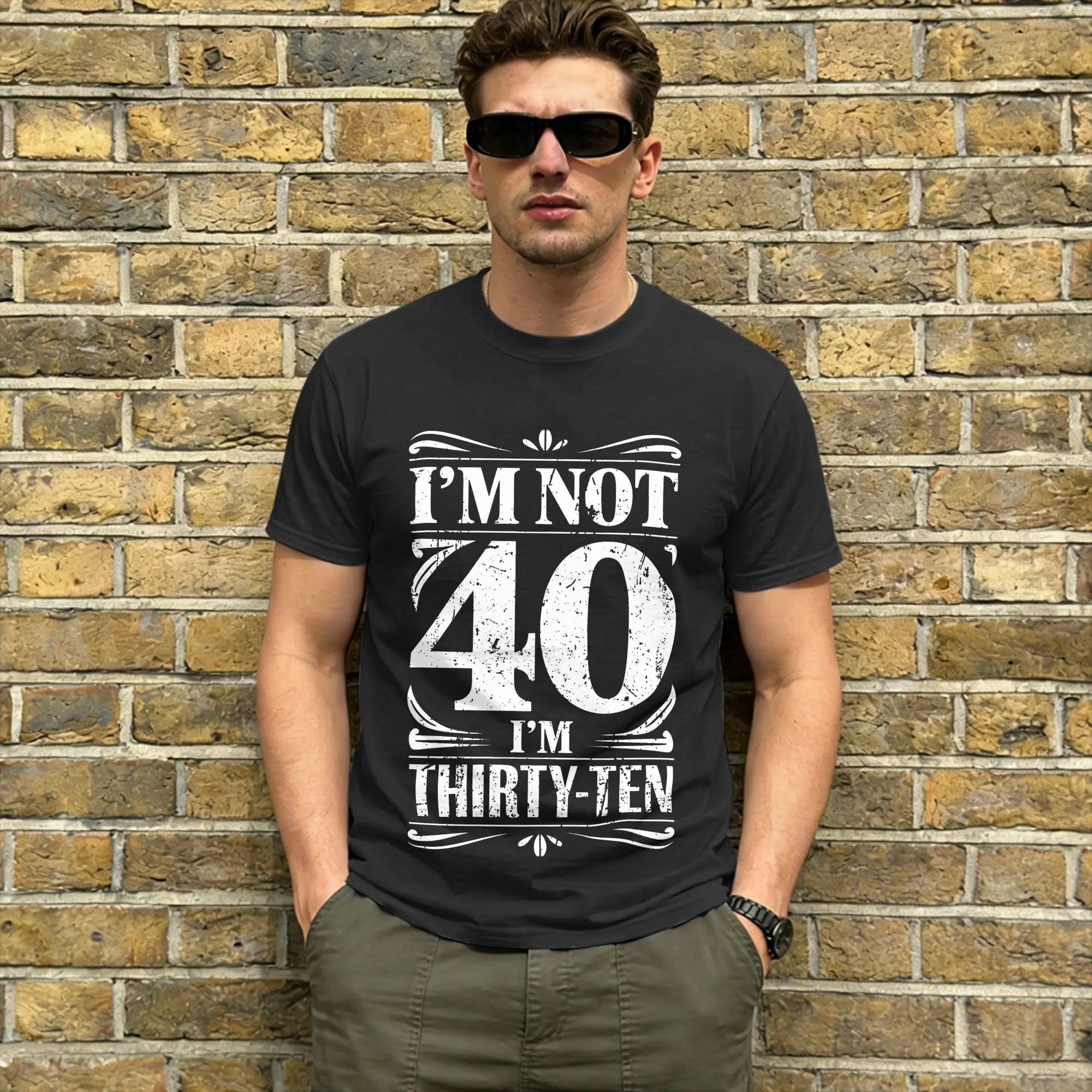 I'm Not 40 I'm Thirty-Ten T-Shirt Summer  Harajuku T-Shirts Couple Cotton O-Neck Oversized Tees Short-Sleeved Vintage Tops