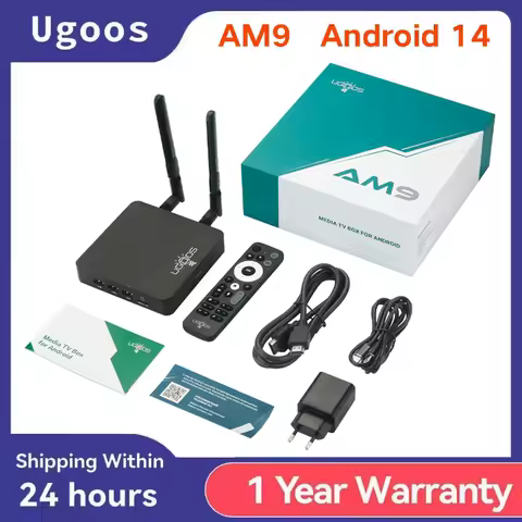 Ugoos AM9 Smart TV Box 4GB 64GB Android 14 Amlogic S905X5 Wifi BT5.2 1000M 4K HDR Set Top Box Media Player
