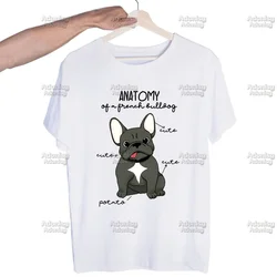 Frenchie Anatomy of French Bulldog Kawaii Animal Men Women Tee Tops Crew Neck Fitted Soft Anime Manga Clothes T-shirt Mens