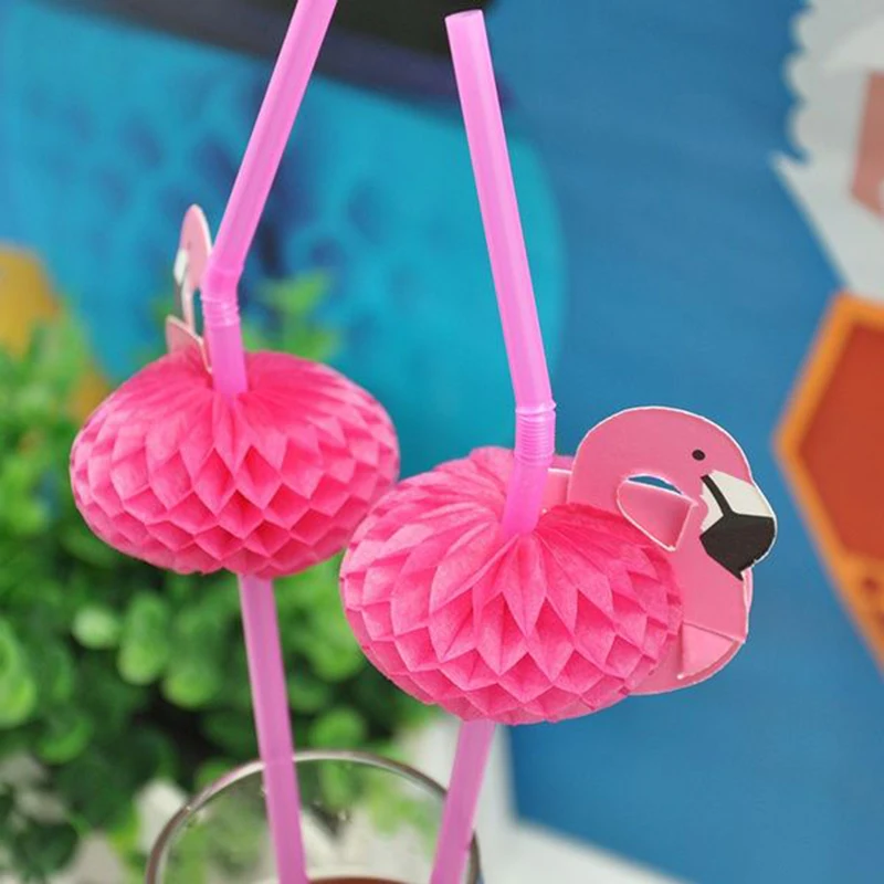 25pcs Flamingo Pineapple Drinking Straws Hawaiian Beach Tropical Birthday Party Decoration Summer Pool Party Wedding Supplies