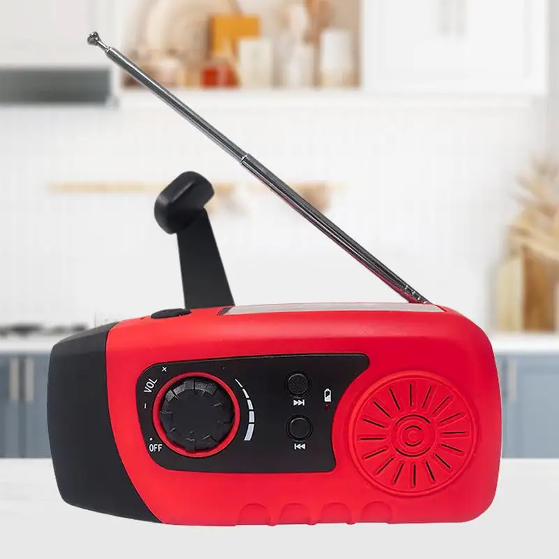 كرنك اليد راديو 2000mAh تعمل بالطاقة الشمسية راديو مصباح ليد جيب بطارية قابلة للشحن شاحن الهاتف الخليوي للمشي في الهواء الطلق انقطاع