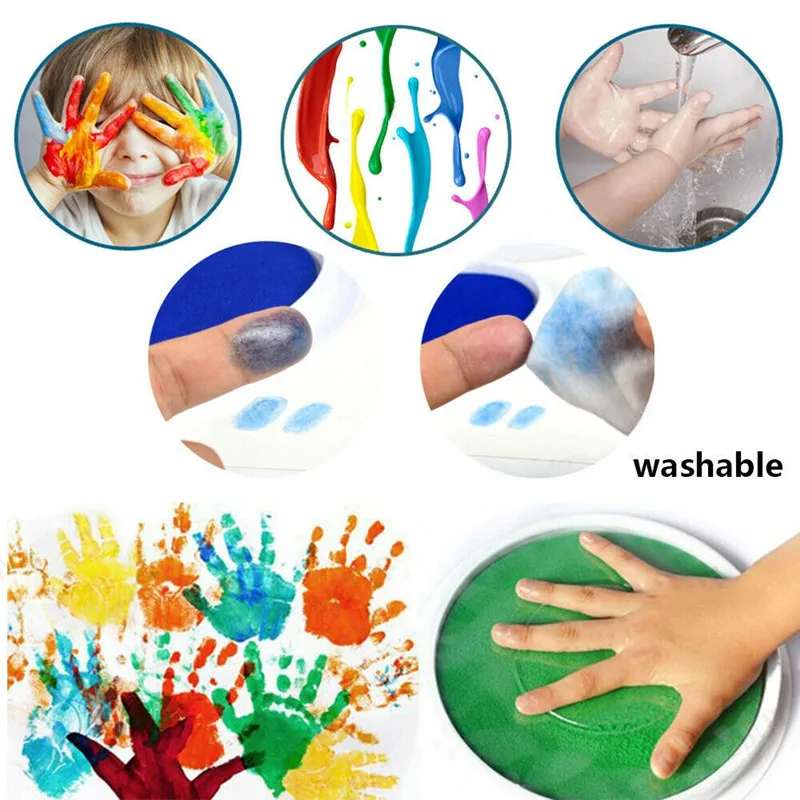 Finger Ink Pad Art Painting Set Kids Coloring DIY Art Craft Stamp Pad Creative Washable Paint Drawing Tools Kit Education Toys