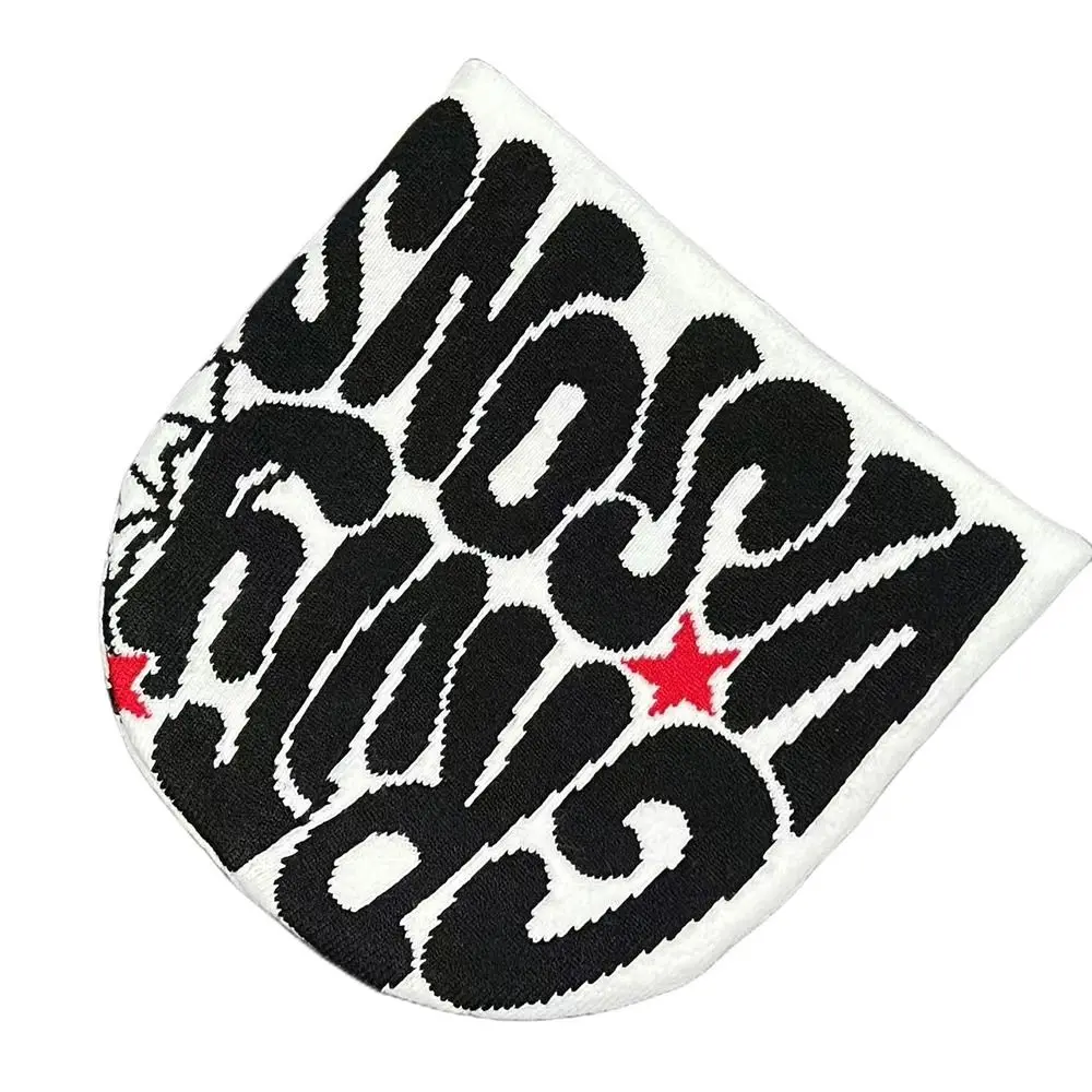 قبعة حياكة صوفية قوطية مع طباعة حروف ، قبعة هيب هوب دافئة ، غطاء رأس خارجي ، قبعة صغيرة Y2k ، قبعة أكريليك